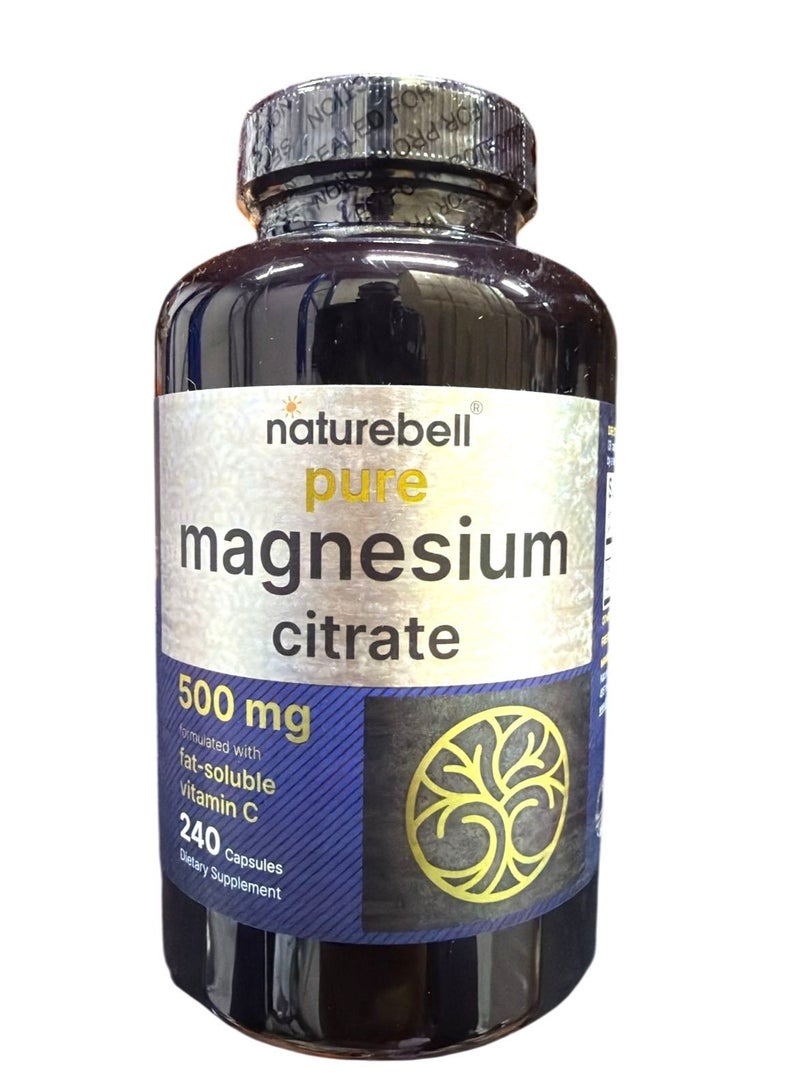 NatureBell Magnesium Citrate 500mg, 240 Capsules - Image 1