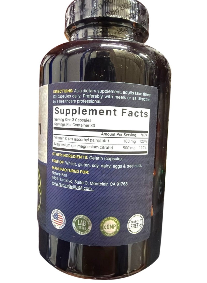 NatureBell Magnesium Citrate 500mg, 240 Capsules - Image 2