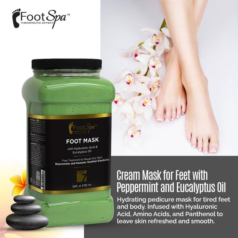 FootSpa - Cream Mask for foot, 128 Oz With Peppermint and Eucalyptus Oil - Pedicure Massage for Tired Feet and Body, Hydrating, Fresh Skin - Infused with Hyaluronic Acid, Amino Acids, Panthenol - Image 3