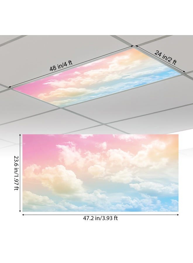 Outus 4 Pcs Fluorescent Light Cover Classroom Light Cover with 10 Magnets Light Filter Magnetic Ceiling Light Cover Panel 2 x 4 ft (23.62 x 47.24 in) Reduce Glare for Office School(Rainbow) - Image 2