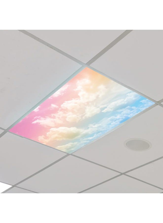 Outus 4 Pcs Fluorescent Light Cover Classroom Light Cover with 10 Magnets Light Filter Magnetic Ceiling Light Cover Panel 2 x 4 ft (23.62 x 47.24 in) Reduce Glare for Office School(Rainbow) - Image 1