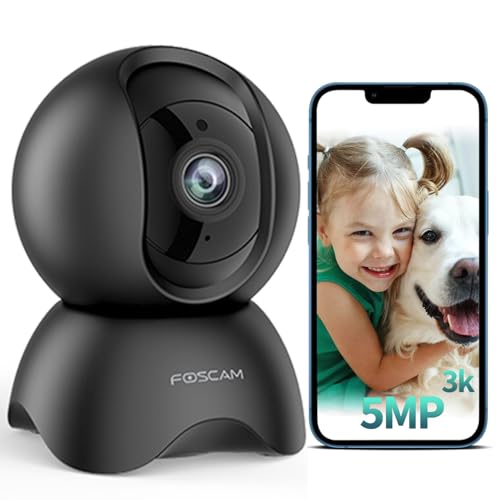 FOSCAM 3K 5MP WiFi Pet Cameras for Home Security, 2.4GHz Indoor Camera Baby Monitor with 360° Pan Tilt, 2-Way Audio, 20X Digital Zoom, Night Vision, AI Human Detection, Cloud & SD Card Storage - Image 1