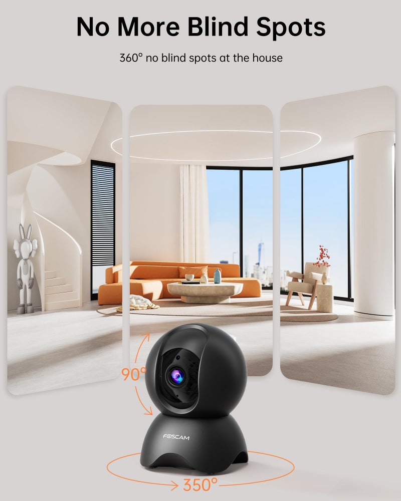 FOSCAM 3K 5MP WiFi Pet Cameras for Home Security, 2.4GHz Indoor Camera Baby Monitor with 360° Pan Tilt, 2-Way Audio, 20X Digital Zoom, Night Vision, AI Human Detection, Cloud & SD Card Storage - Image 5