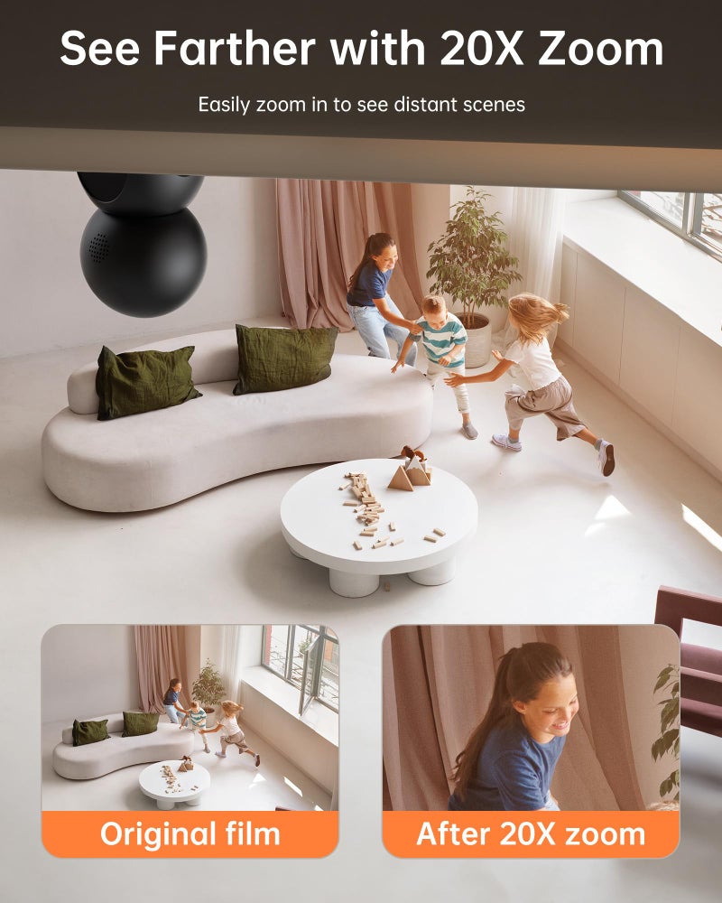 FOSCAM 3K 5MP WiFi Pet Cameras for Home Security, 2.4GHz Indoor Camera Baby Monitor with 360° Pan Tilt, 2-Way Audio, 20X Digital Zoom, Night Vision, AI Human Detection, Cloud & SD Card Storage - Image 3