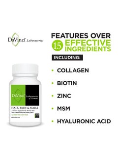 Davinci DaVinci Labs Hair, Skin & Nails - Dietary Supplement to Support Smooth, Healthy Skin, Strong Nails and Hair Health* - With Vitamin C and D3, Minerals, Biotin, Zinc and More - Gluten-Free - 60 Capsules  - Image 5