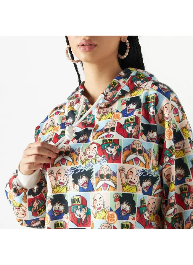 SP Characters All-Over Dragon Ball Print Hoodie with Long Sleeves