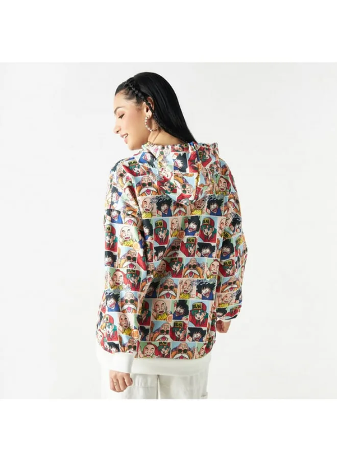SP Characters All-Over Dragon Ball Print Hoodie with Long Sleeves