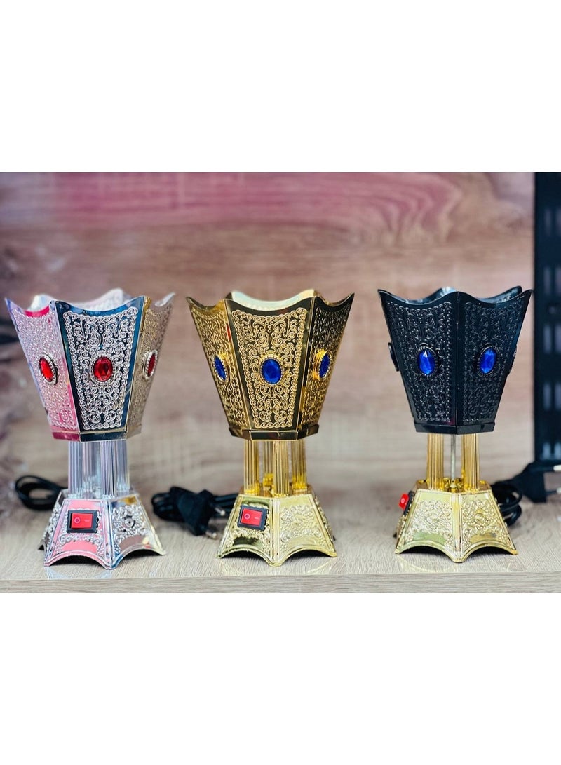 GOOAS Elegant Electric Incense Oud Burner – Hexagonal Mabkhara with Crystal Accents – Stylish Madkhan for Home, Office & Celebrations – Assorted Colors with Safety Switch - Image 2