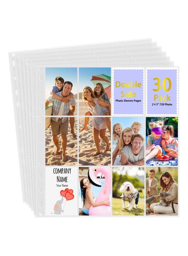 Zofly 30-Pack 2x3 Clear Photo Sleeves for 11 Ring Binder - Image 1