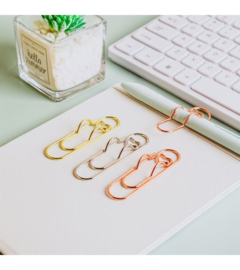 8 Pcs Multifunctional Heart Shaped Pen Clip Paper Clips Random Colors Creative Bookmarks Document Organizers Metal - Image 5