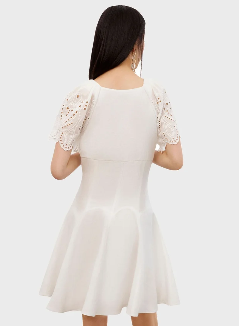 Nocturne Eyelet Sleeve Dress