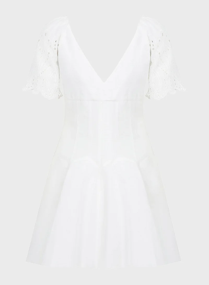 Nocturne Eyelet Sleeve Dress