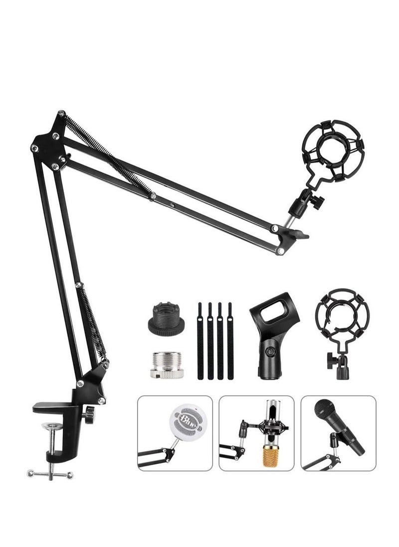 HAUEA Adjustable Microphone Stand Mic Suspension Boom With 3/8'' to 5/8'' Screw Adapter for Blue Yeti,Snowball and Other Microphone  - Image 1
