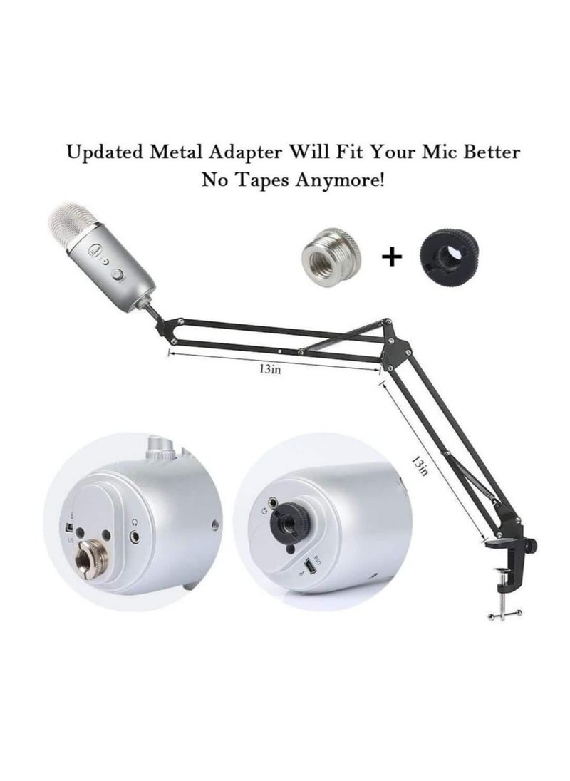HAUEA Adjustable Microphone Stand Mic Suspension Boom With 3/8'' to 5/8'' Screw Adapter for Blue Yeti,Snowball and Other Microphone  - Image 2