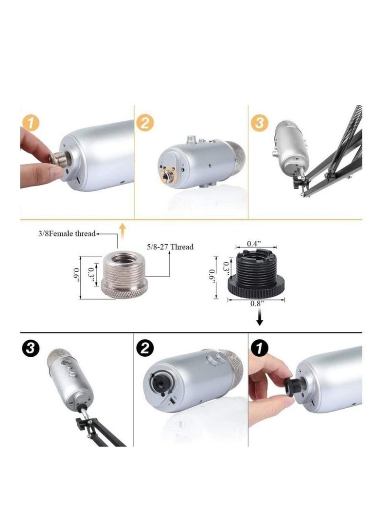 HAUEA Adjustable Microphone Stand Mic Suspension Boom With 3/8'' to 5/8'' Screw Adapter for Blue Yeti,Snowball and Other Microphone  - Image 5