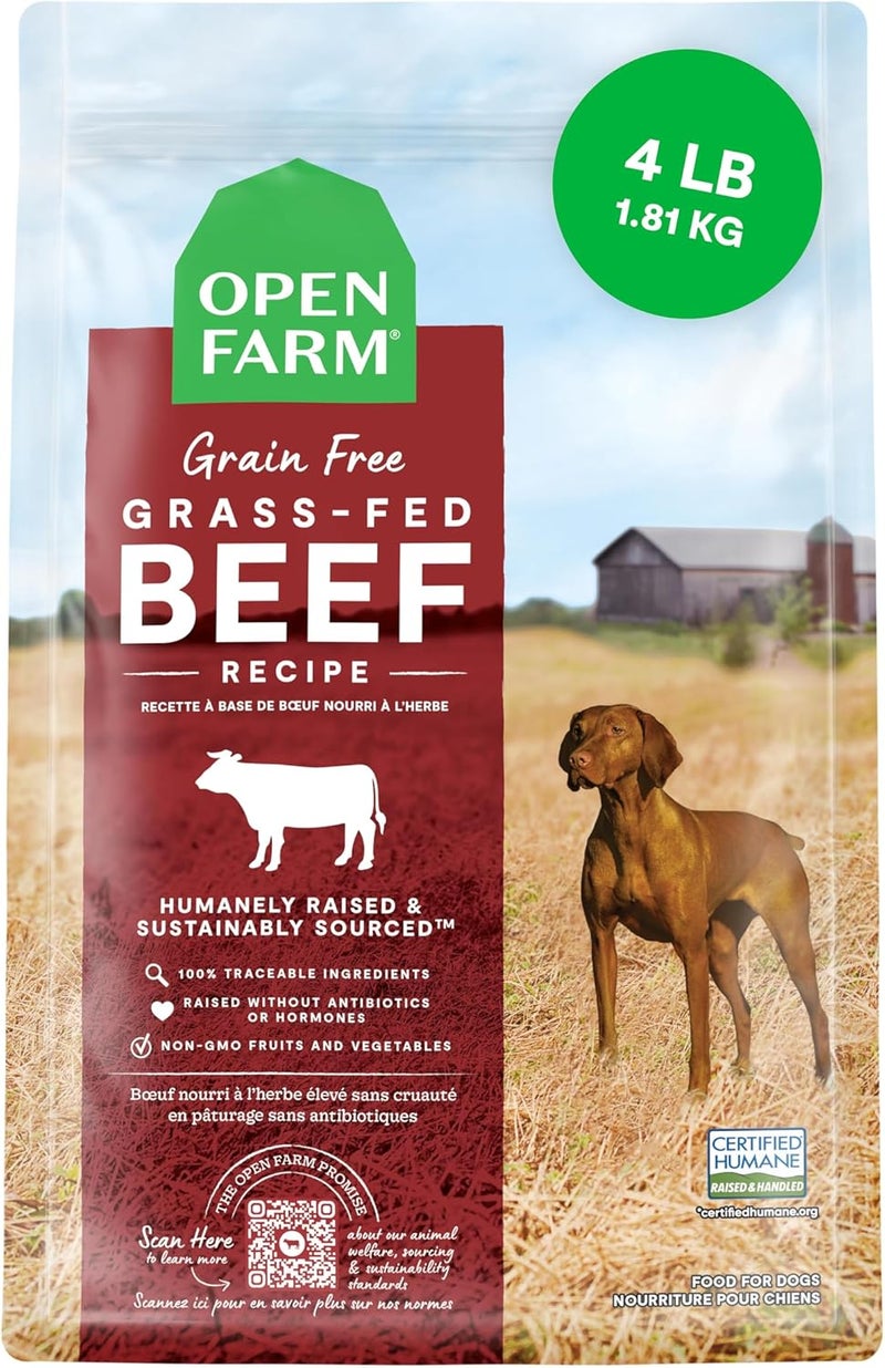 Open Farmgrain Freegrass-Fed Beef Dry Dog Food - 4 LB (1.81 KG) - Image 1