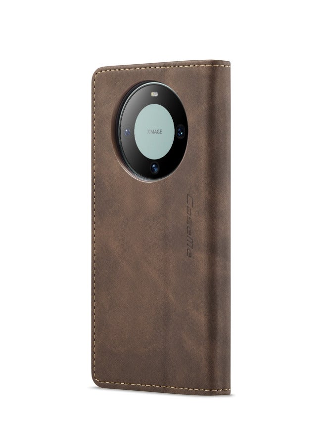 CaseMe Huawei Mate 60 Pro / 60 Pro plus Case Wallet, for Huawei Mate 60 Pro / 60 Pro plus Wallet Case Book Folding Flip Folio Case with Magnetic Kickstand Card Slots Protective Cover - Coffee - Image 2