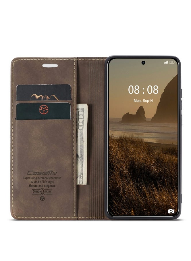 CaseMe Huawei Mate 60 Pro / 60 Pro plus Case Wallet, for Huawei Mate 60 Pro / 60 Pro plus Wallet Case Book Folding Flip Folio Case with Magnetic Kickstand Card Slots Protective Cover - Coffee - Image 5