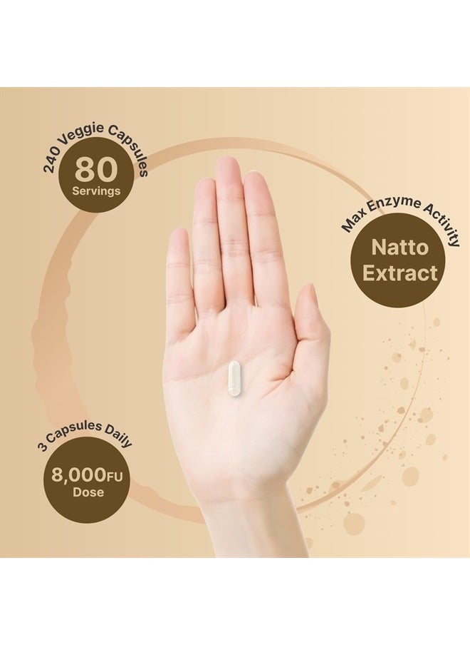 NatureBell - Nattokinase Supplement 8,000 FU Per Serving, 240 Veggie Capsules | Traditional Natto Extract Source – Max Strength Enzyme & Heart Health Support – Non-GMO - Image 1