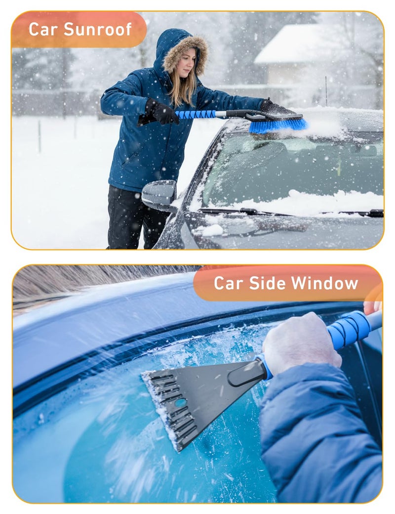 EcoNour 27" Aluminum Snow Brush with Ice Scrapers for Car Windshield and Window | Car Snow Scraper and Brush with Ergonomic Foam Grip Winter Accessories (Blue) - Image 5