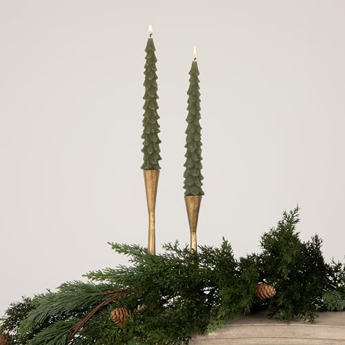 Creative Co-Op Unscented Tree Shaped Taper Candles, Evergreen, Boxed Set Of 2 - Image 2