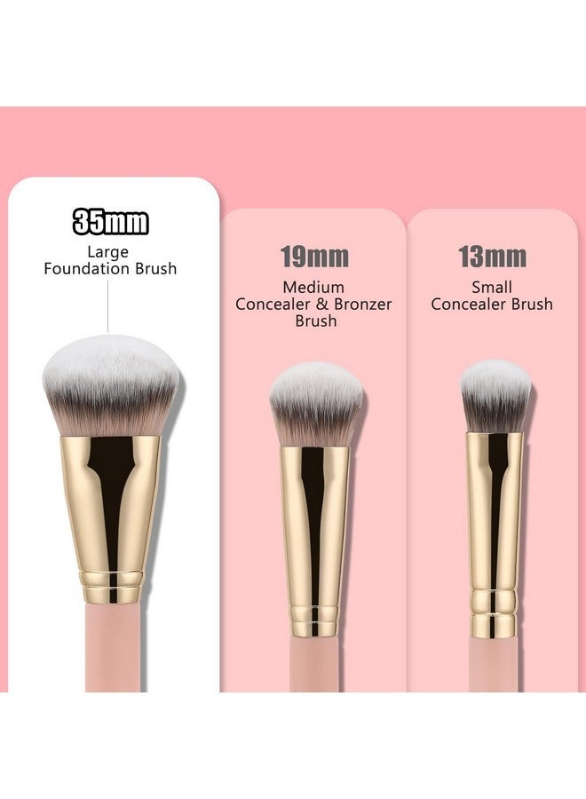 TEOYALL Flat Angled Foundation Brush, Large Dense Synthetic Bristles Kabuki Brush For Base Makeup With Liquid Cream Powder - Image 3