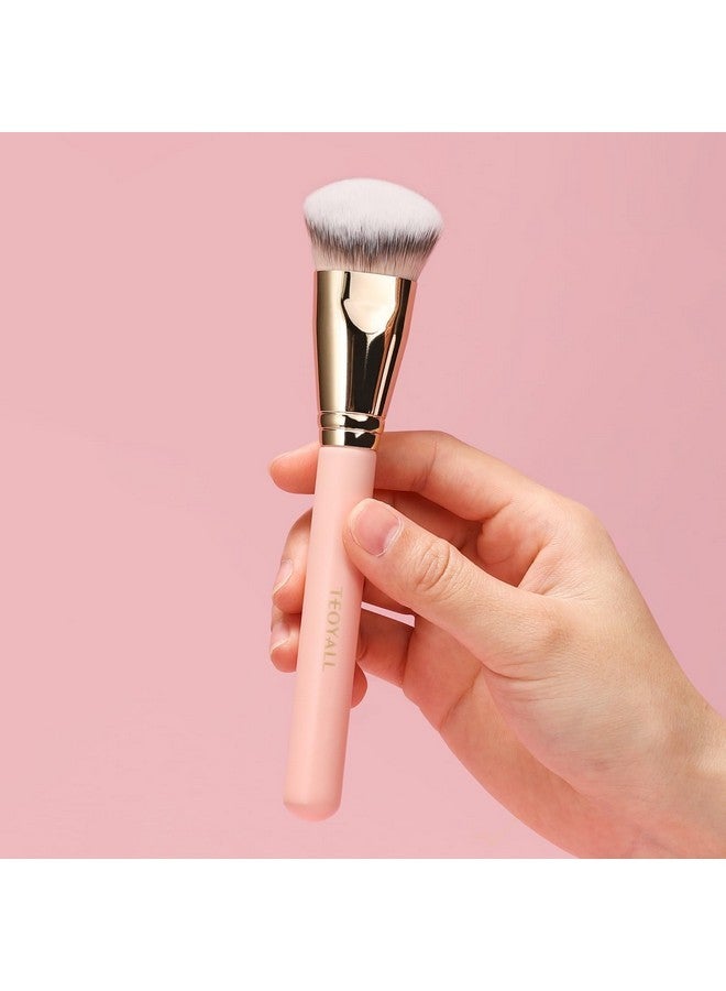 TEOYALL Flat Angled Foundation Brush, Large Dense Synthetic Bristles Kabuki Brush For Base Makeup With Liquid Cream Powder - Image 5