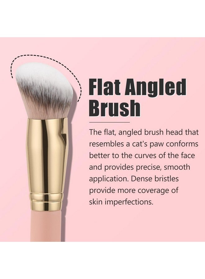 TEOYALL Flat Angled Foundation Brush, Large Dense Synthetic Bristles Kabuki Brush For Base Makeup With Liquid Cream Powder - Image 2