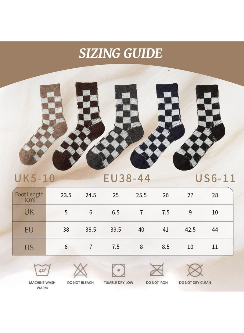 Men's Thermal Socks, 5 Pairs Thick Cotton Thermal Socks Men's Winter Soft Walking Hiking Socks Men's Heavyweight Comfort Boot Socks for Cold Weather - Image 3
