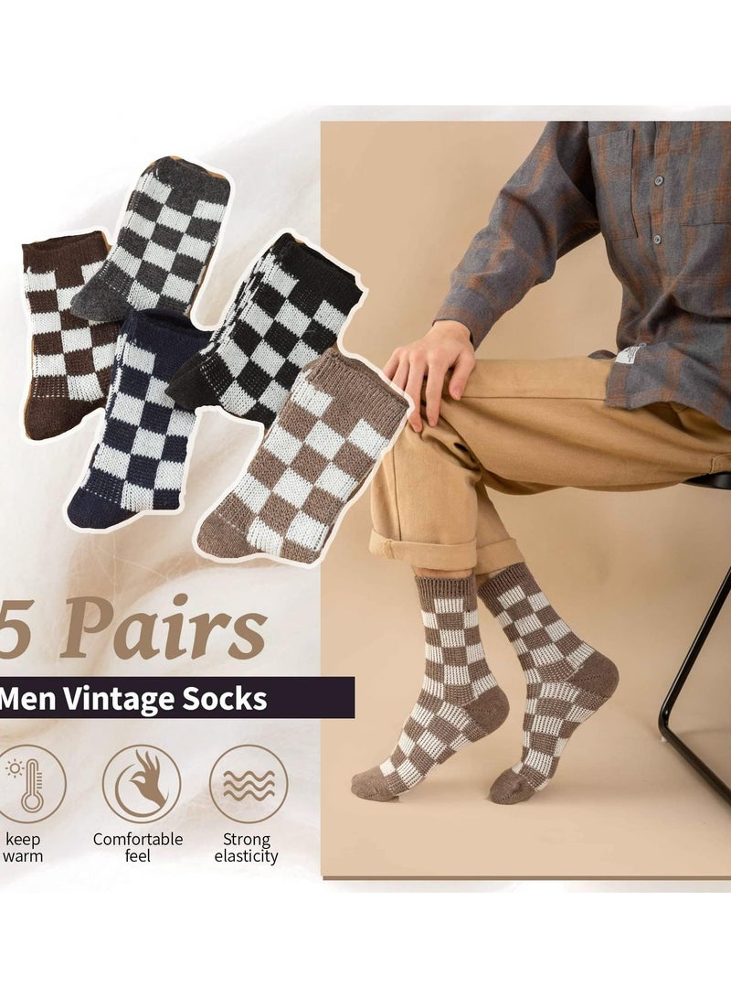 Men's Thermal Socks, 5 Pairs Thick Cotton Thermal Socks Men's Winter Soft Walking Hiking Socks Men's Heavyweight Comfort Boot Socks for Cold Weather - Image 4