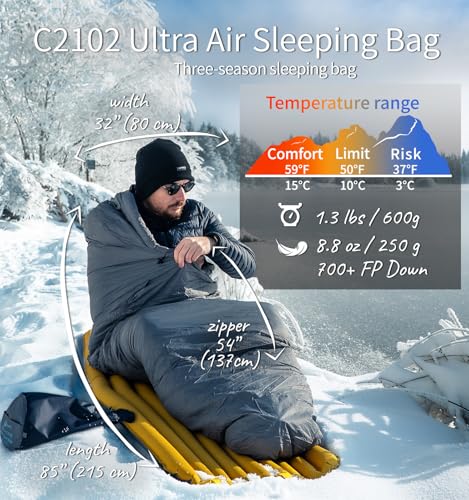 Litume 11lbs 68F43F 700 FP Down Ultra Air Mummy Sleeping Bag Sleep Sack for 3Season UltraLightweight Compact and Portable for Hiking Traveling Camping Backpacking Blue - Image 3