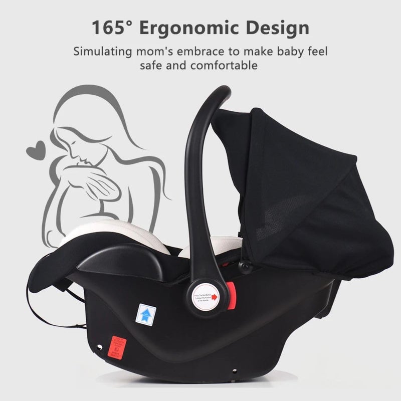hi hibobi Infant Car Seat, Baby Basket for Sleeping, Portable Handheld Rocking Chair with Soft Material, Three-Point Harness, Suitable from 0 Months+, Black - Image 1