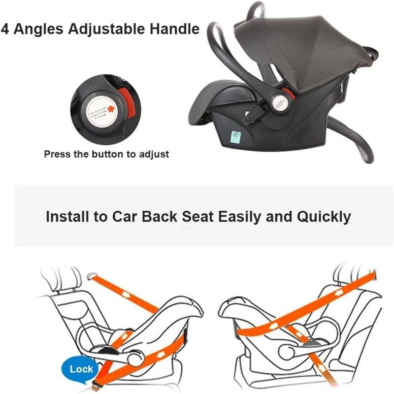 hi hibobi Infant Car Seat, Baby Basket for Sleeping, Portable Handheld Rocking Chair with Soft Material, Three-Point Harness, Suitable from 0 Months+, Black - Image 3