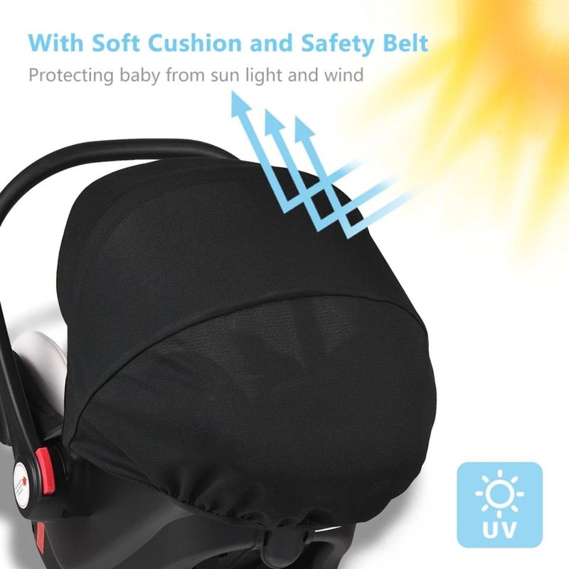 hi hibobi Infant Car Seat, Baby Basket for Sleeping, Portable Handheld Rocking Chair with Soft Material, Three-Point Harness, Suitable from 0 Months+, Black - Image 2