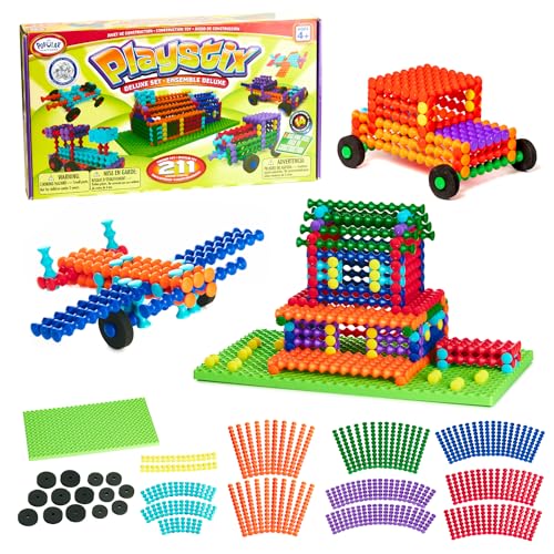 Popular Playthings Playstix Building Sticks Kit For Kids Construction Stem Building Toy Gift for Boys  Girls  211 Piece - Image 1