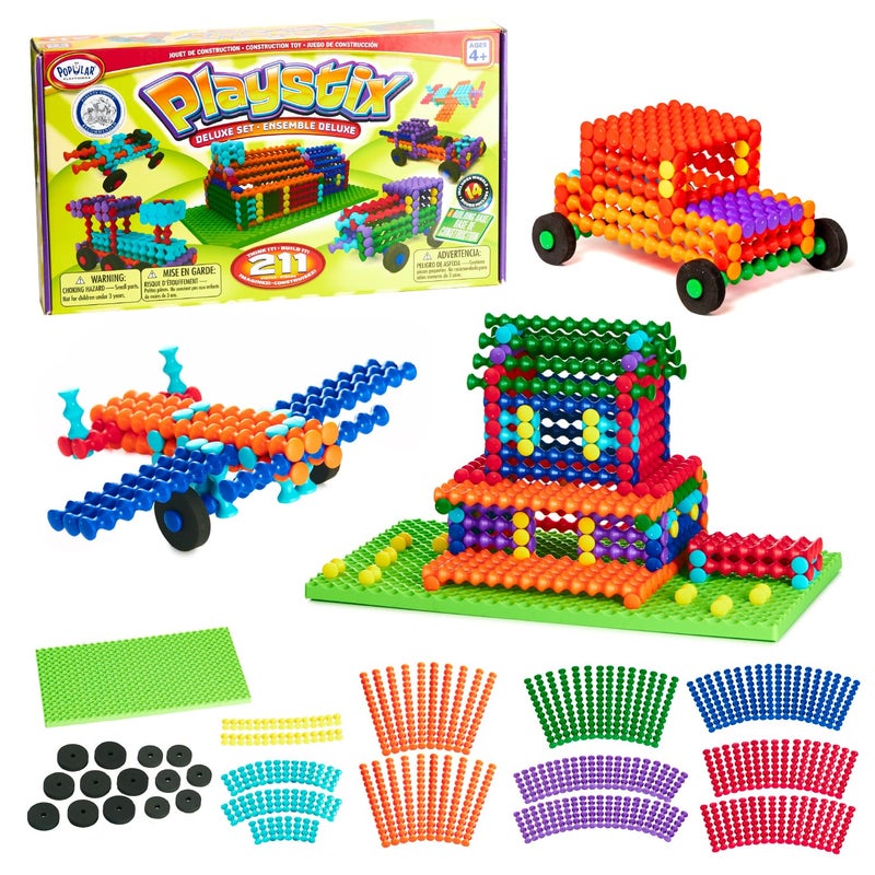 Popular Playthings Playstix Building Sticks Kit For Kids Construction Stem Building Toy Gift for Boys  Girls  211 Piece - Image 2