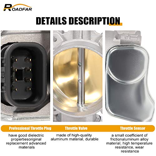 ROADFAR جسم الخانق الكهربائي ROADFAR S20064 مناسب لـ 2004-2007 لبيوك | 2003-2007 لشيفروليه / جي إم سي / إيزوزو | 2006-2007 لهامر H3 | 2003-2004 لأولدزموبيل | 2006-2007 لبونتياك 67-3006 - Image 2