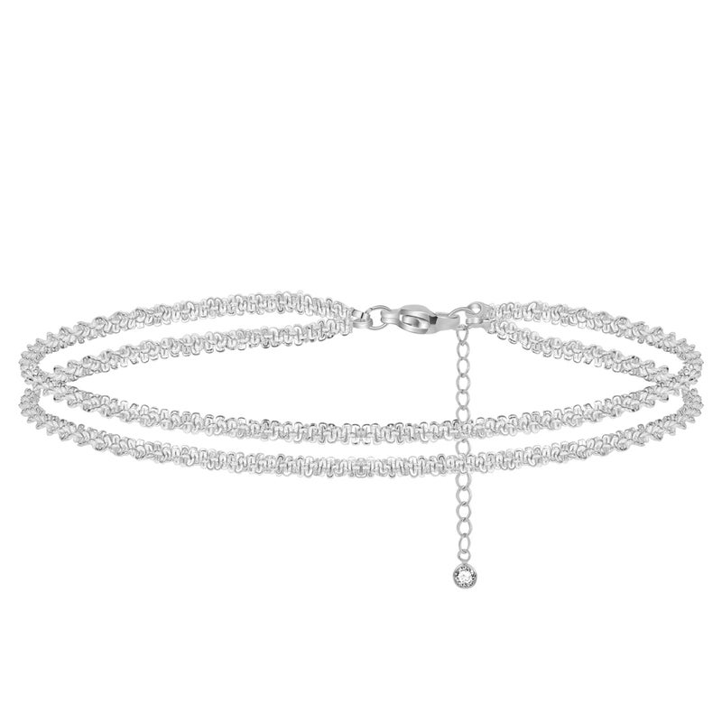 MIDEEO Gold/Silver Ankle Bracelets for Women,14K Gold Anklets for Women Waterproof Cuban Link Heart Beads Herringbone Rhinestone Anklets Set Layered Anklet Bracelets for Women Gold Jewelry Gift - Image 1