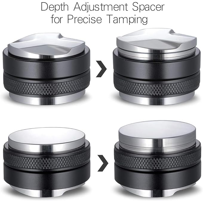 BIGTHREE 53Mm Coffee Distributor And Tamper Dual Head Coffee Leveler 2 In1 Coffee Powder Dispenser Removable Adjustable Depth Professional Espresso Hand Tampers - Image 4