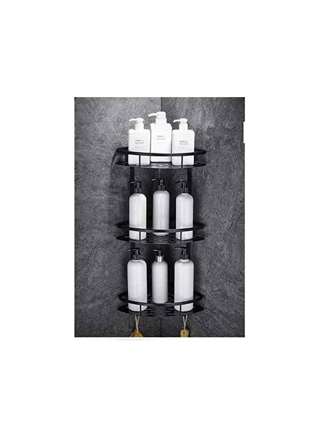 Raxoom Shower Caddy, Shower Organizer, Wall Mounted Aluminum Shower Shelf with Adhesive(No Drilling), Storage Rack for Toilet,Shampoo,Dorm and Kitchen (black, 3-Tiers) - Image 4