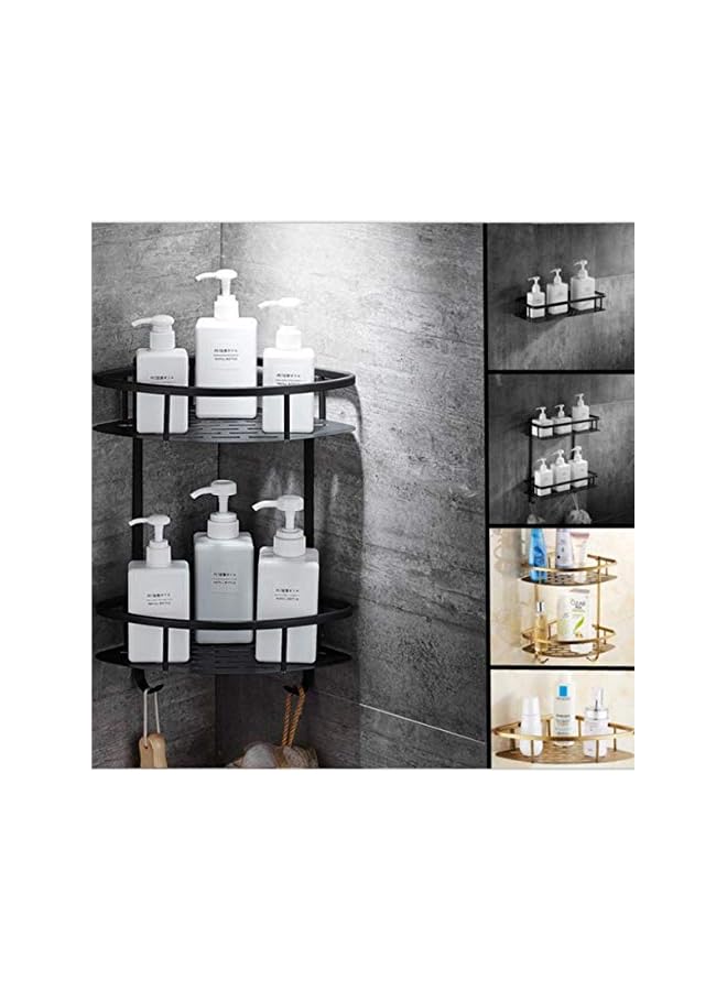 Raxoom Shower Caddy, Shower Organizer, Wall Mounted Aluminum Shower Shelf with Adhesive(No Drilling), Storage Rack for Toilet,Shampoo,Dorm and Kitchen (black, 3-Tiers) - Image 5