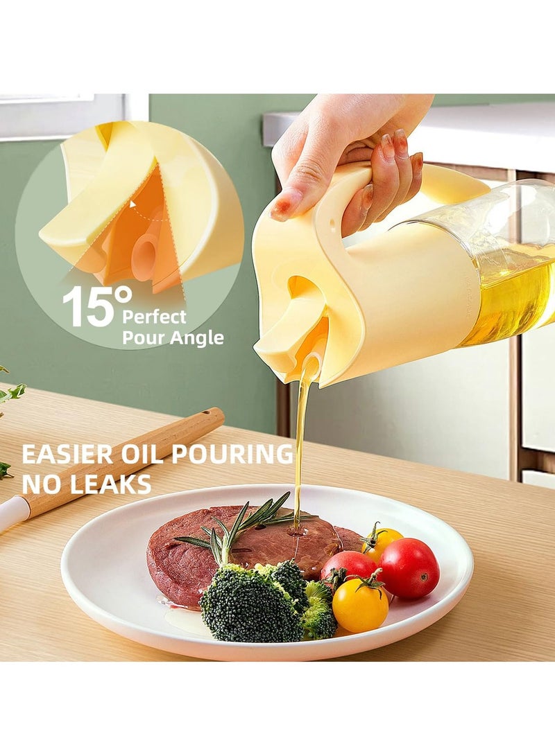 SYOSI Olive Oil Dispenser Bottle-20oz 580ml Auto Flip Lid Glass Oil Bottle, Vinegar Condiment Storage Container with Scale, High Borosilicate Glass, Non-Drip Spout, Leakproof, for Kitchen Cooking - Image 3