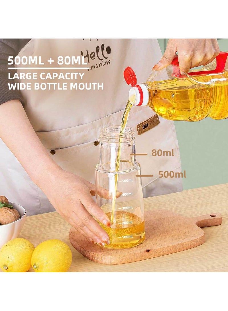 SYOSI Olive Oil Dispenser Bottle-20oz 580ml Auto Flip Lid Glass Oil Bottle, Vinegar Condiment Storage Container with Scale, High Borosilicate Glass, Non-Drip Spout, Leakproof, for Kitchen Cooking - Image 5