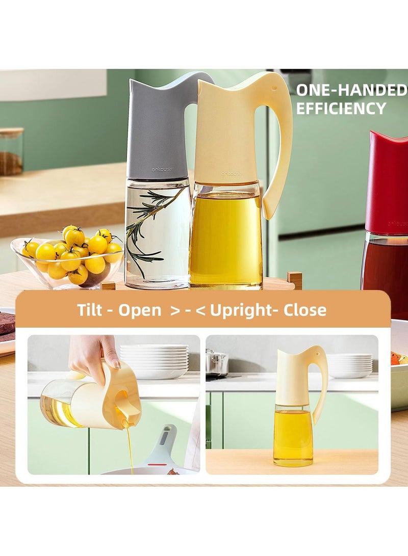SYOSI Olive Oil Dispenser Bottle-20oz 580ml Auto Flip Lid Glass Oil Bottle, Vinegar Condiment Storage Container with Scale, High Borosilicate Glass, Non-Drip Spout, Leakproof, for Kitchen Cooking - Image 2