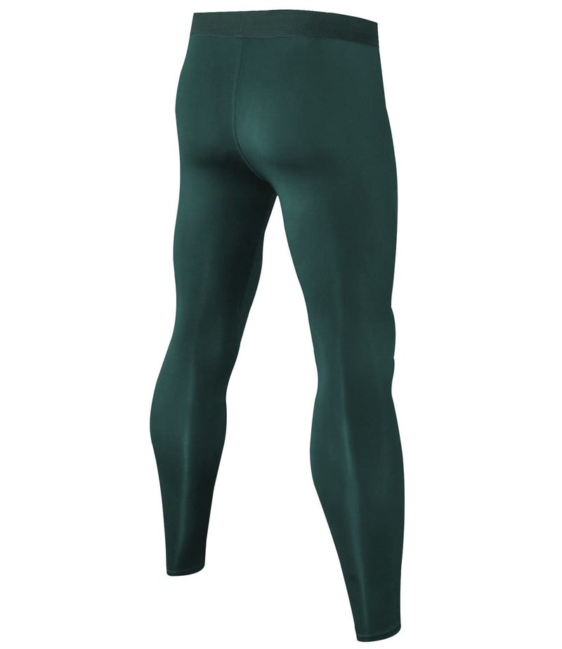 SPVISE Dark Green Men's Athletic Compression Pants Cool Dry Gym Leggings Workout Tights Baselayer Running Yoga Football Basketball - Image 3
