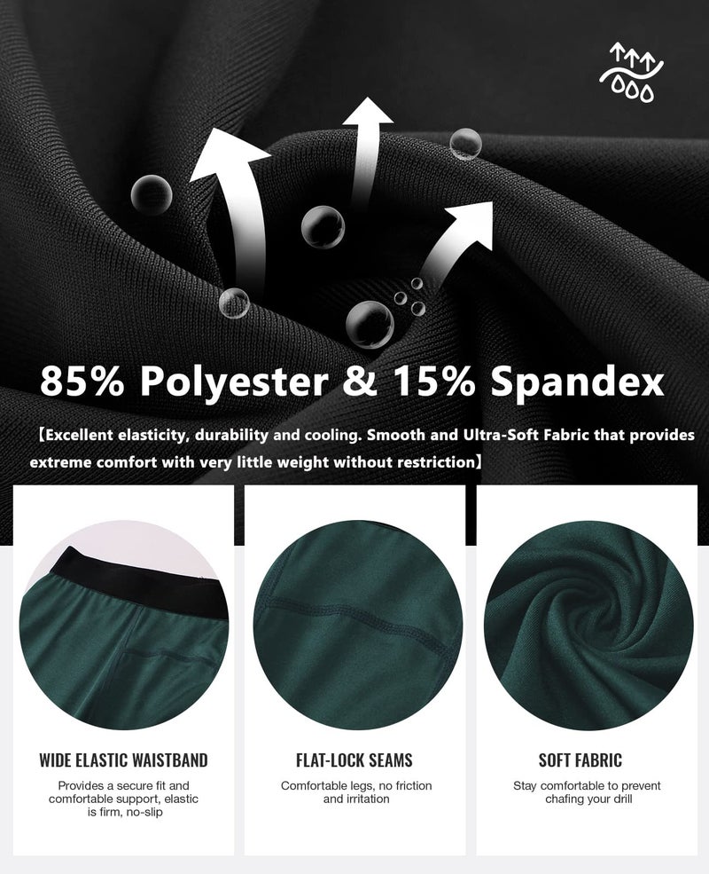 SPVISE Dark Green Men's Athletic Compression Pants Cool Dry Gym Leggings Workout Tights Baselayer Running Yoga Football Basketball - Image 5