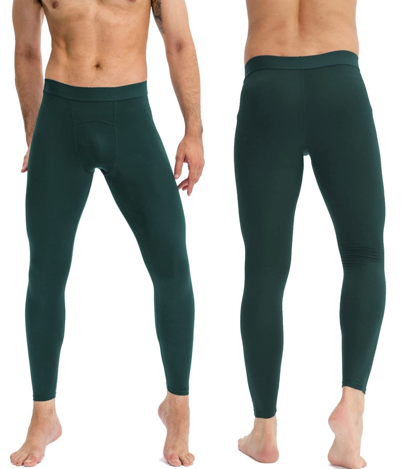 SPVISE Dark Green Men's Athletic Compression Pants Cool Dry Gym Leggings Workout Tights Baselayer Running Yoga Football Basketball - Image 2