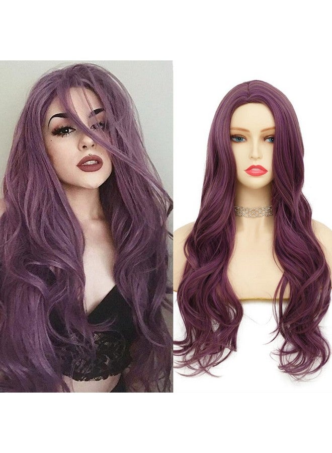 تسيسيس باروكات شعر مستعار مجعد ومموج بنفسجي للنساء من Tseses، شعر صناعي طويل لحفلات الهالوين، باروكات شعر مستعار طبيعية للإلهة - Image 1