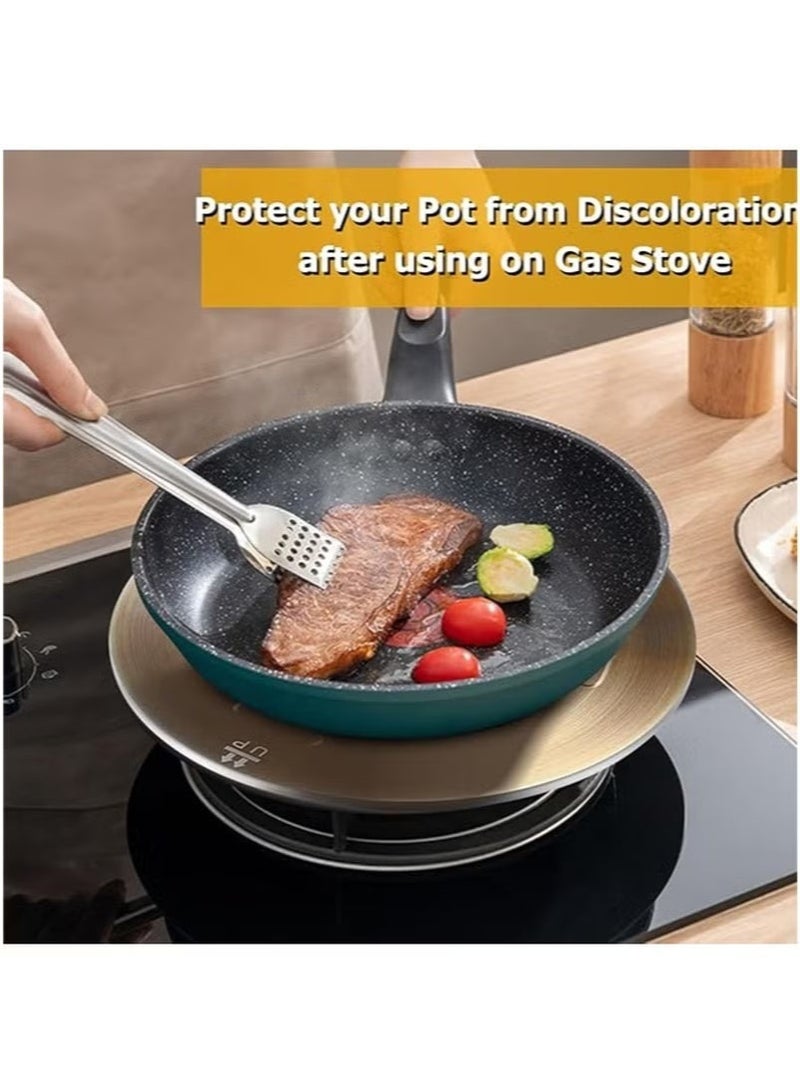 والالا طبق توزيع حرارة من الفولاذ المقاوم للصدأ بطول ٢٨ سم - تصميم بمقبض قابل للفصل لمواقد الغاز والحث | توزيع حرارة متساوٍ للقهوة والحليب والطهي | واقي أواني طهي شامل (ذهبي وردي) - Image 4