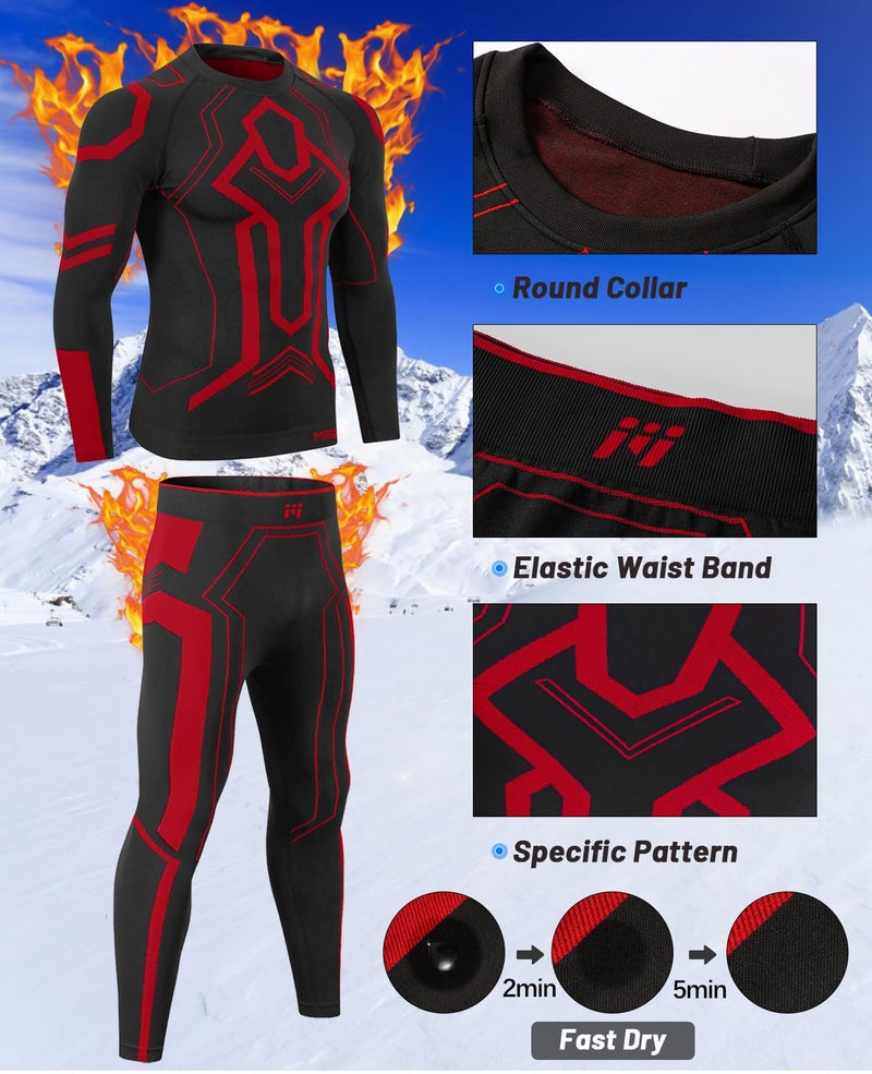 MEETWEE Seamless Thermal Underwear Set for Men, Long Johns Base Layer Winter Ski Hunting Gear for Mens Gifts, Heated Bottom Top Pants M-XXL Red - Image 5